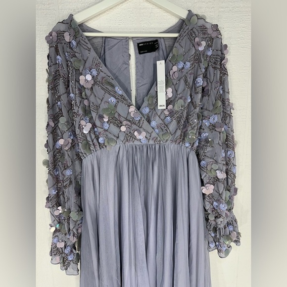 NWT ASOS DESIGN Maternity embellished wrap front maxi dress size 4 - Picture 3 of 16